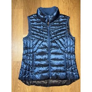 Bernardo Women's Large Goose Down Puffer Vest Metallic Blue Lightweight Jacket